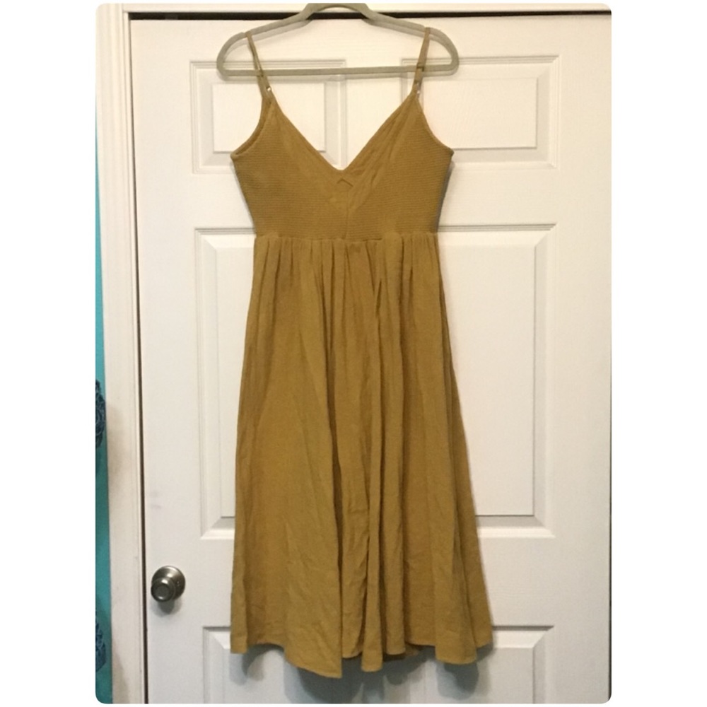 Free People Mustard Yellow Midi Slip Dress